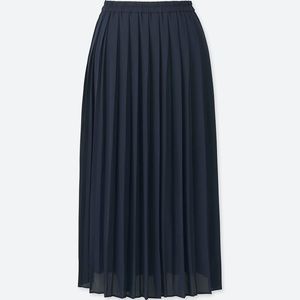Uniqlo Chiffon Pleated Long Navy